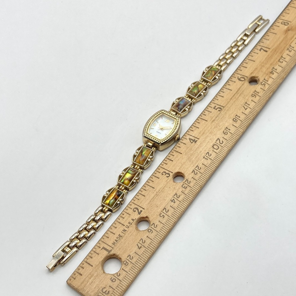 Abalone Women's Watch 19mm Gold Tone MOP Dial w/Extender New Battery 7.25" - Picture 15 of 16